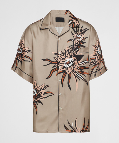 숏 슬리브 실크 셔츠