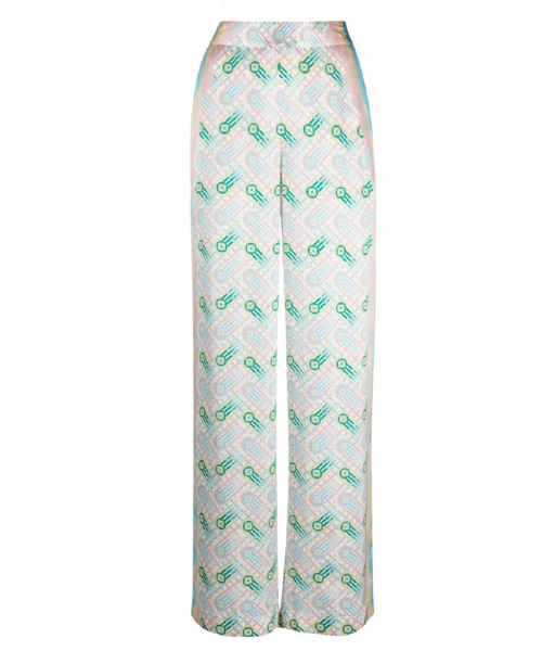 그래픽 프린트 실크 트라우저