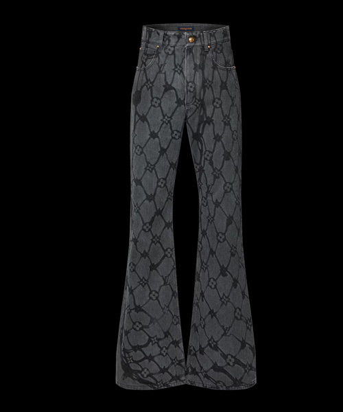 모노그램 데님 플레어드 팬츠
