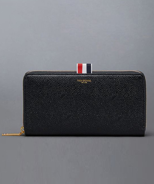 페블 그레인 레더 슬림 지퍼 장지갑