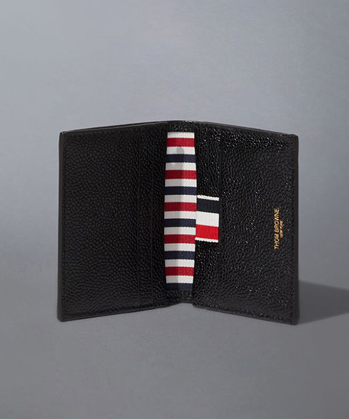 블랙 페블 그레인 가죽 더블 카드홀더