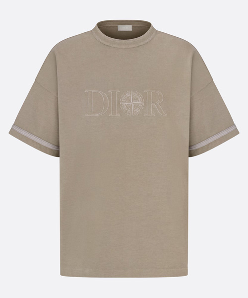 로고 자수 코튼 티셔츠