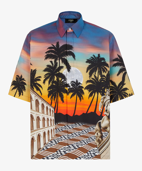 멀티 컬러 프린트 포플린 셔츠