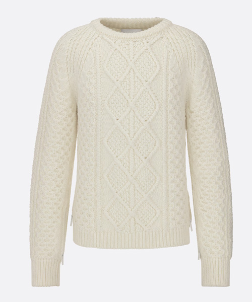 화이트 울 블렌드 라운드 넥 스웨터