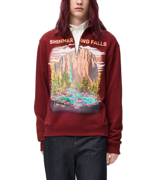 그래픽 프린트 집업 스웨트셔츠