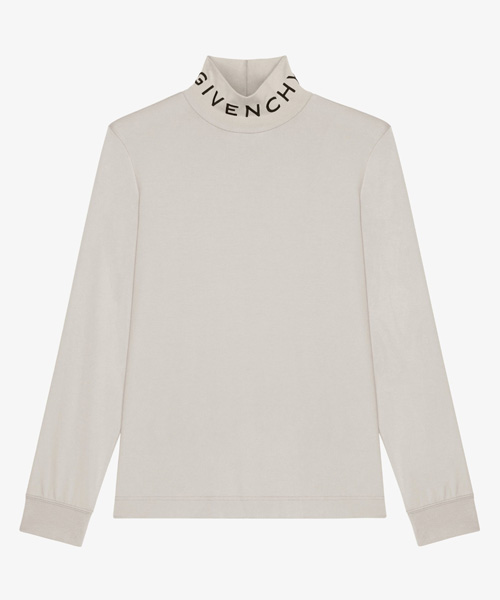 로고 자수 슬림핏 코튼 티셔츠