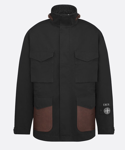 블랙 코튼 블렌드 새틴 재킷