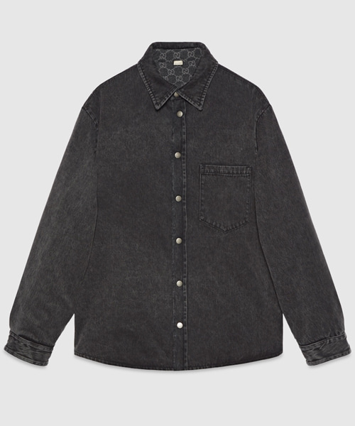 리버서블 GG 플란넬 데님 셔츠