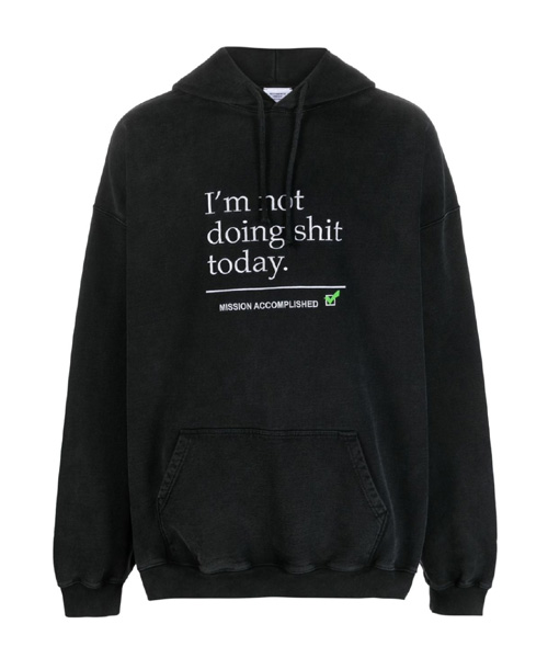 텍스트 프린트 코튼 후디