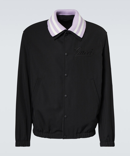 포 레더 트리밍 블루종 재킷