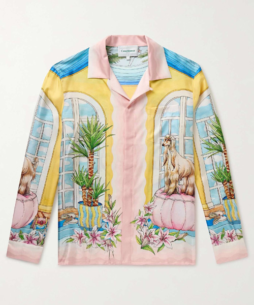 아파트 인 더 에어 컨버터블 프린트 실크 셔츠