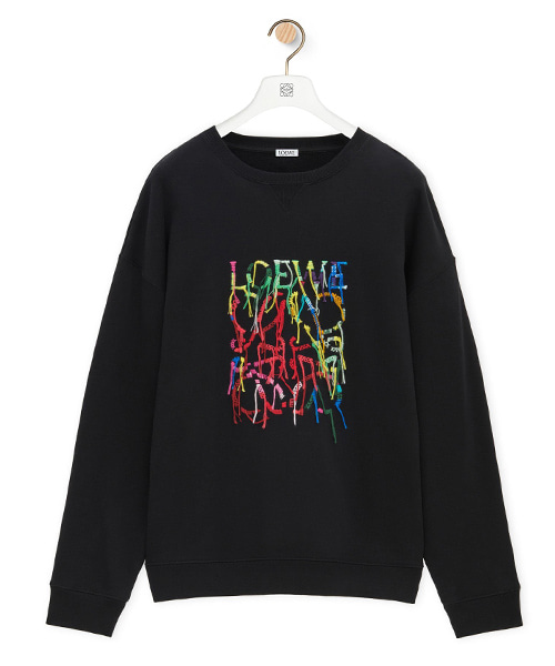 무지개 로고 자수 코튼 스웨트셔츠