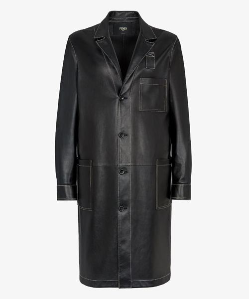 블랙 가죽 오버코트