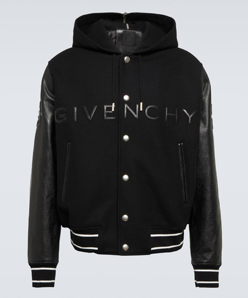 로고 가죽 바시티 자켓