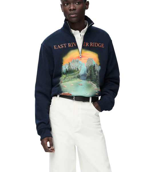 그래픽 프린트 집업 스웨트셔츠