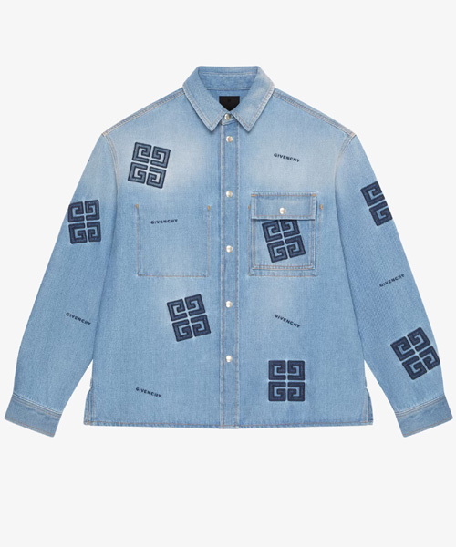 4G 자수 장식 데님 셔츠