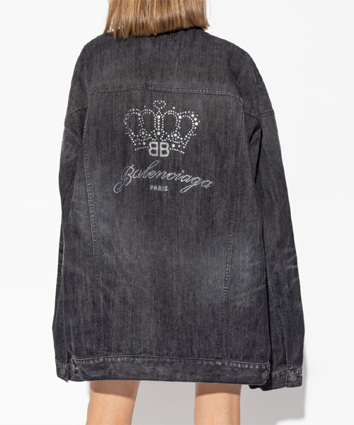 스팽글 백 로고 데님 자켓