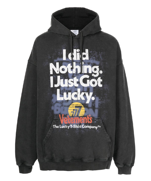 슬로건 프린트 코튼 후디