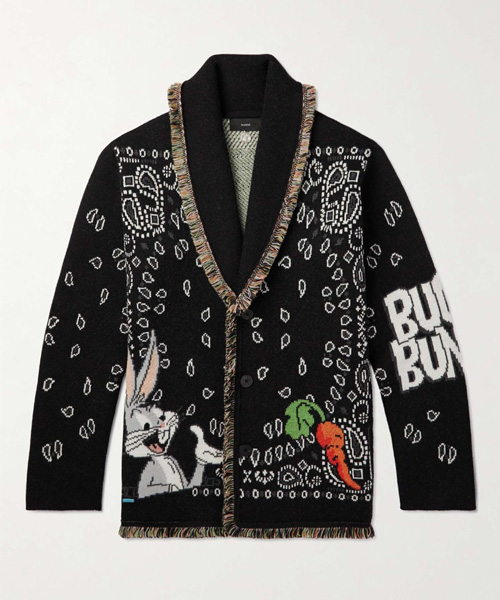 루니 툰 프린지 울 자카드 가디건