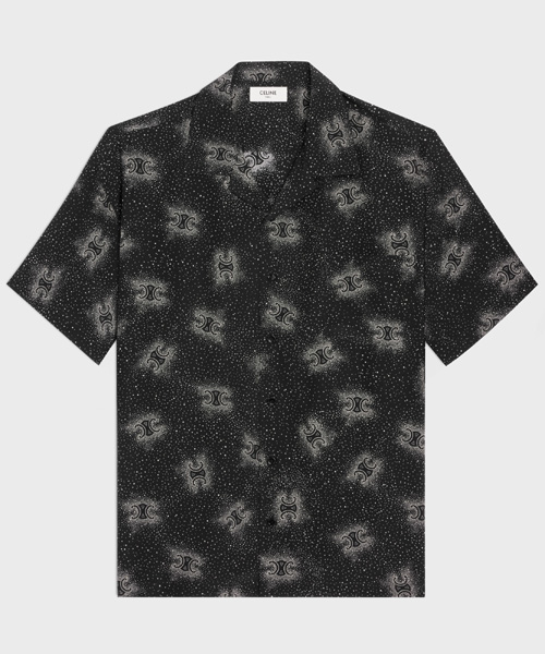 프린트 크레이프 드 신 하와이안 셔츠