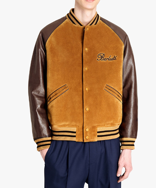 스웨이드 레더 버시티 재킷