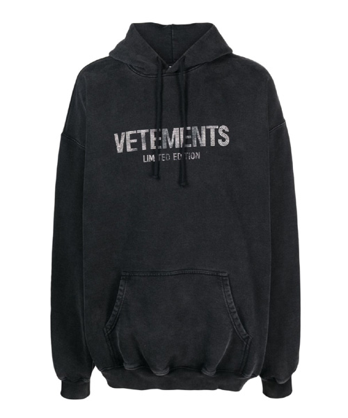 스팽글 로고 프린트 코튼 후디