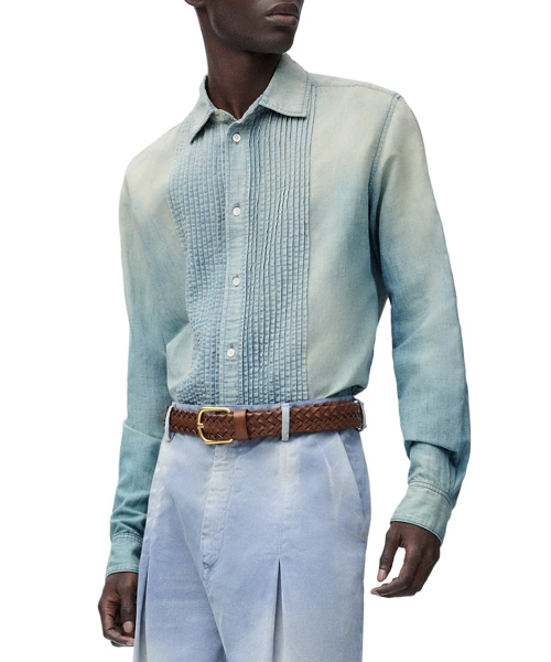 플리츠 코튼 & 린넨 셔츠