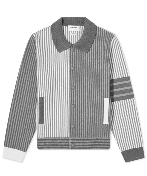 스트라이프 시어서커 폴로 칼라 봄버 자켓