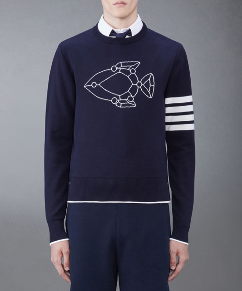 4-바 피쉬 아이콘 크루 넥 풀오버