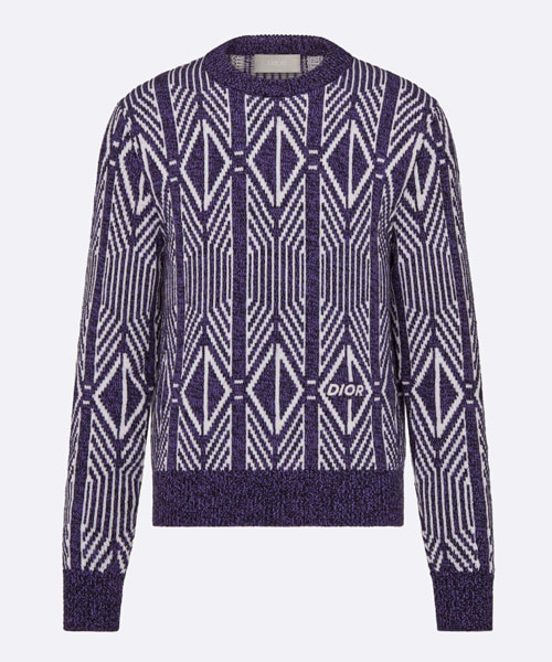 다이아몬드 패턴 라운드 넥 스웨터