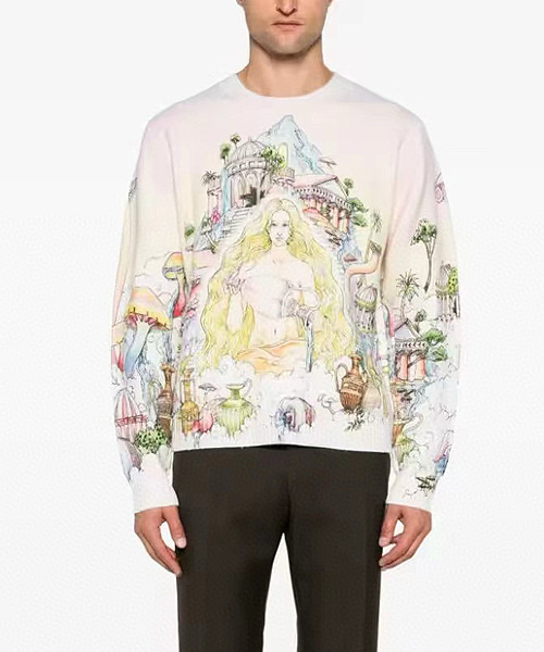 그래픽 자수 울 니트