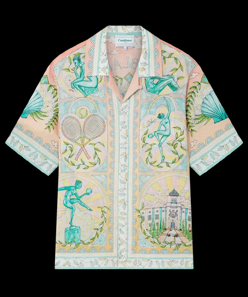 그래픽 프린트 리넨 셔츠