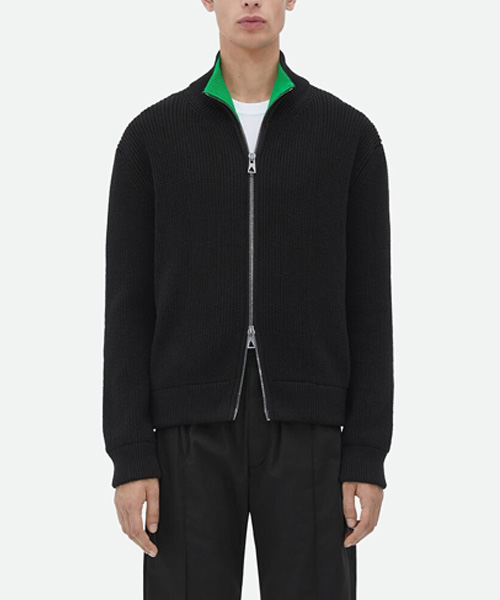 리브드 코튼 집업 가디건