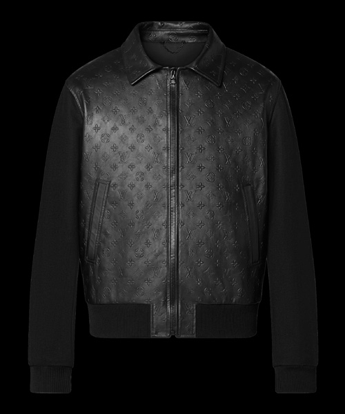 LVSE 엠보스드 모노그램 믹스 레더 블루종