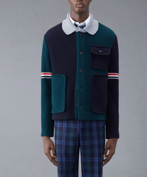 스티치 4-바 울 가디건