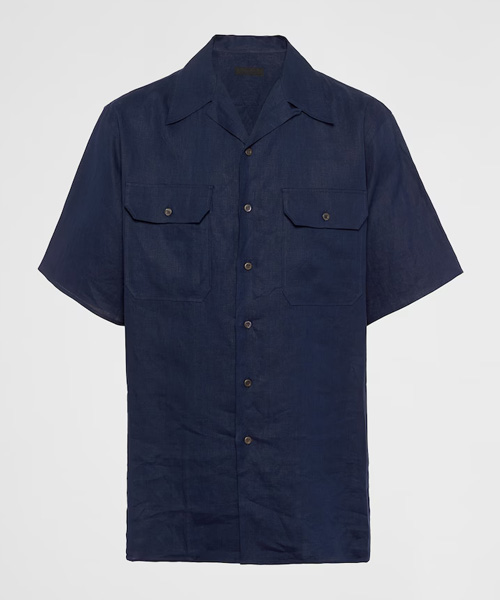 숏 슬리브 리넨 셔츠