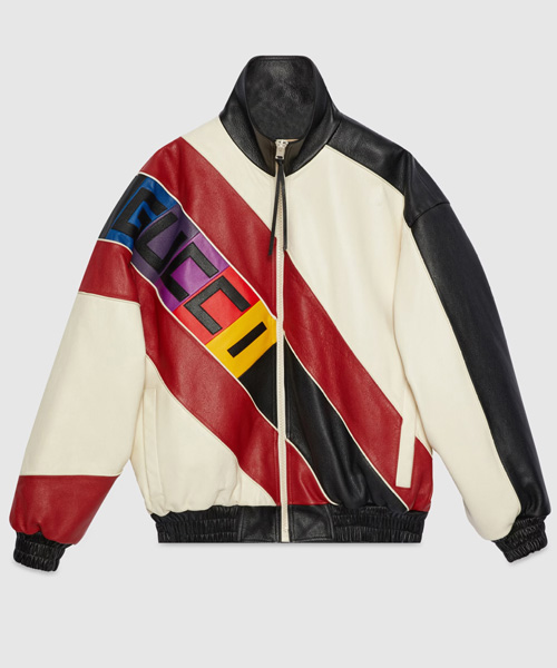 레터링 레더 봄버 재킷