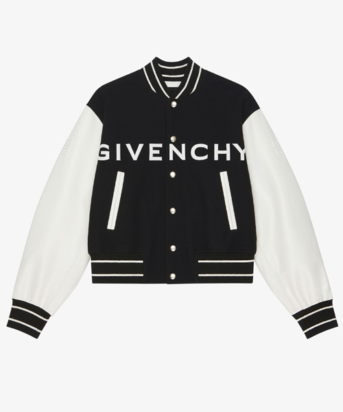 울 & 가죽 바시티 블루종