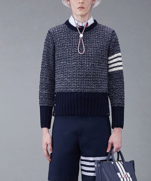 모헤어 트위드 4-바 클래식 풀오버