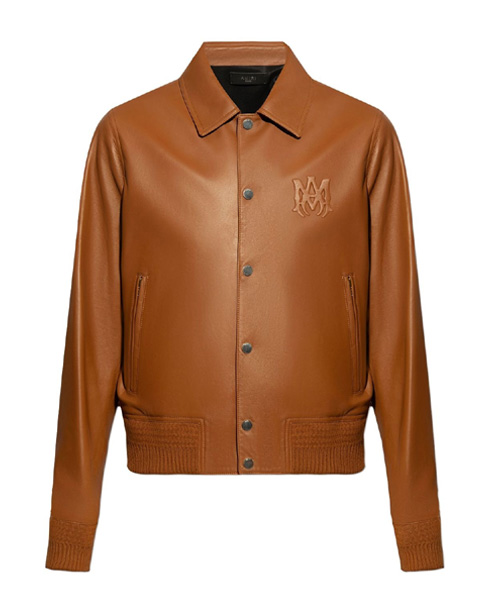 로고 엠보싱 가죽 재킷