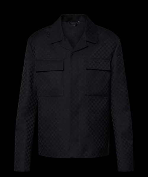 다미에 오플 칼라 울 오버셔츠 재킷