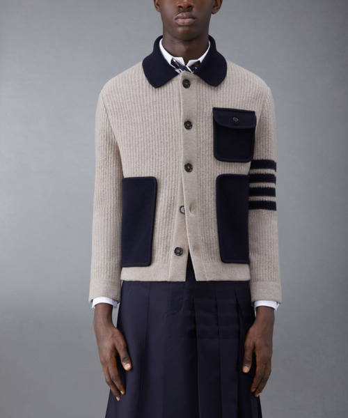 스티치 4-바 울 가디건