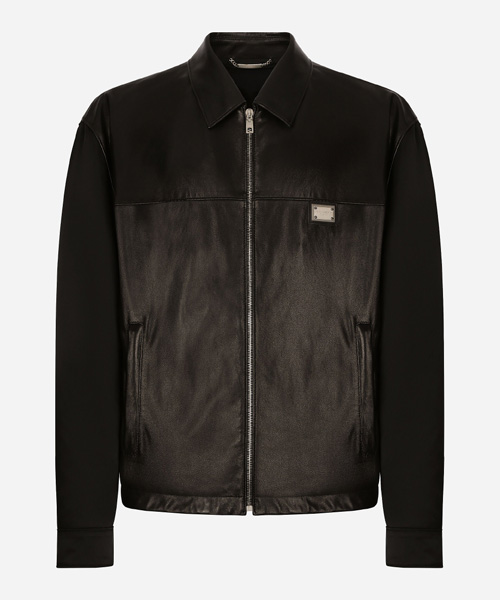 패브릭 & 레더 로고 패치 재킷