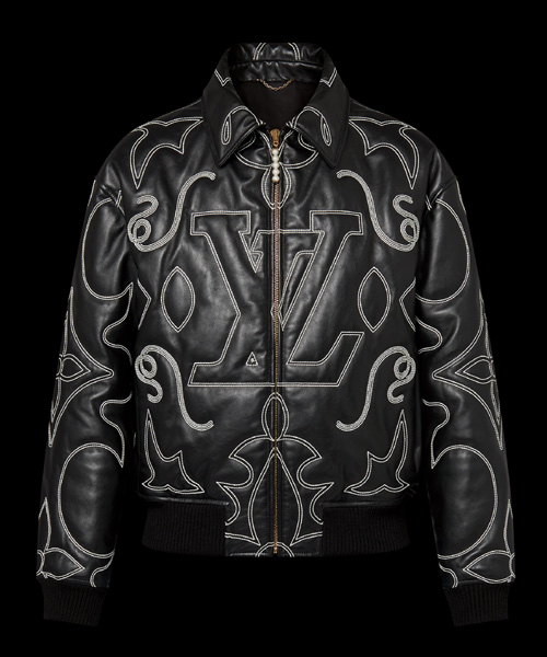 엠브로이더리 가죽 봄버 자켓