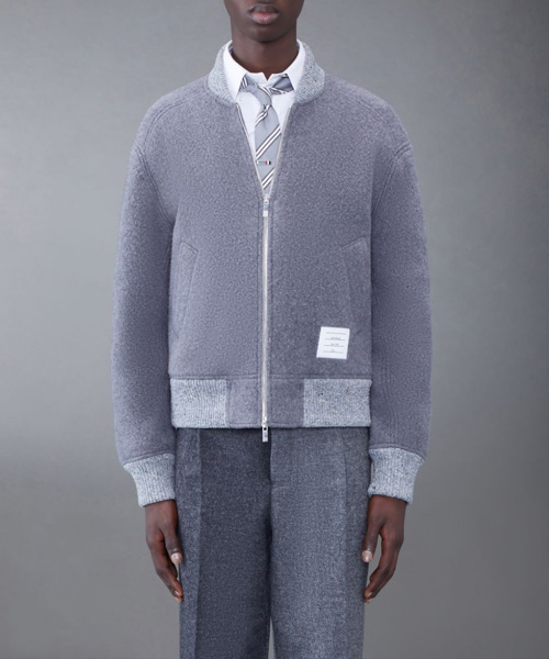 울 플리스 스트라이프 봄버