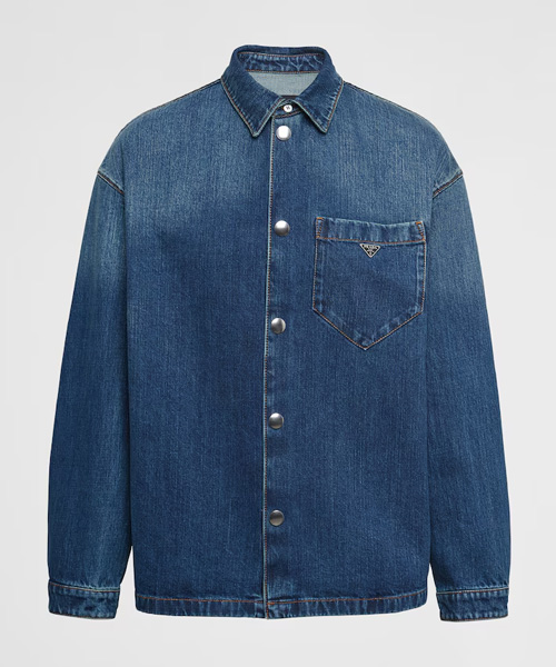 트라이앵글 패치 데님 셔츠