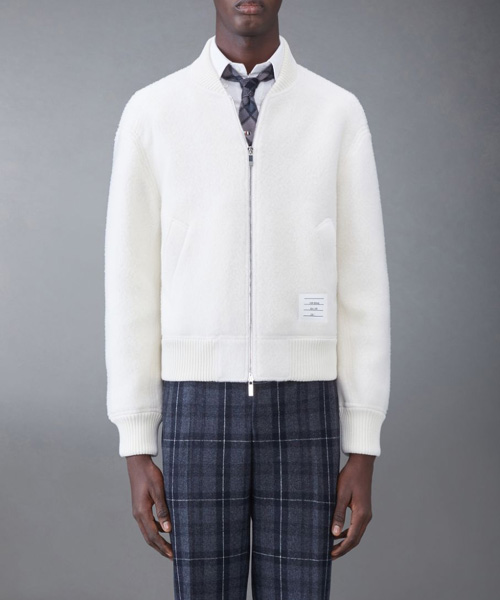 울 플리스 스트라이프 봄버