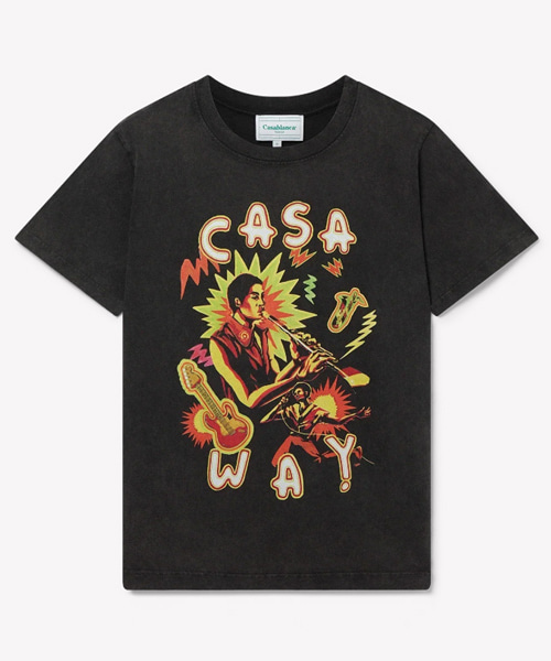 뮤직 프린트 코튼 티셔츠