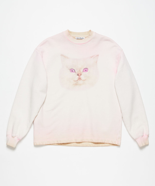 캣 프린트 롱 슬리브 티셔츠