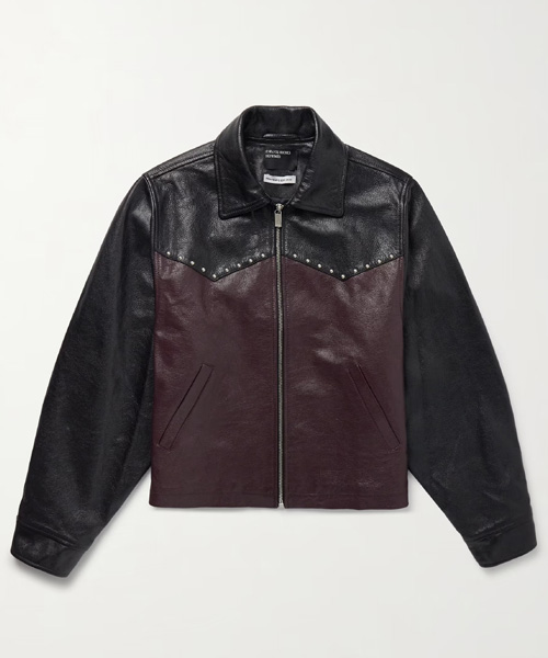 시그니처 스터드 투톤 레더 웨스턴 자켓